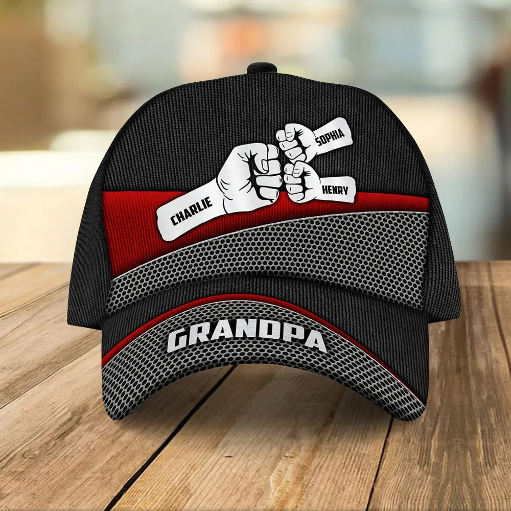 Casquette classique personnalisée imprimée en métal Grandpa Fist Bump