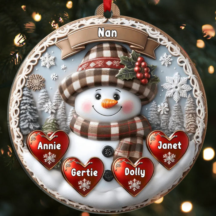 bonhomme de neige personnalisé avec 1 à 8 noms