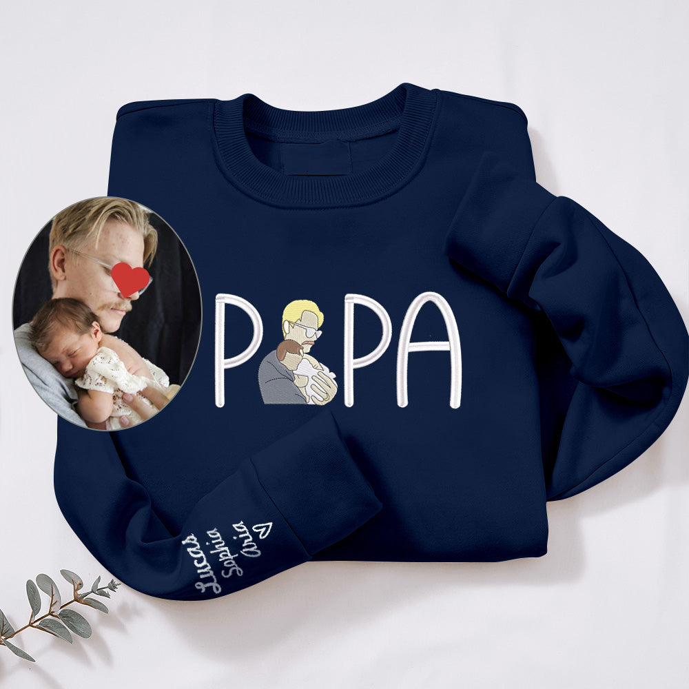 Cadeau Personnalisé: Photo en Broderie Chiffre Romain pour Papa