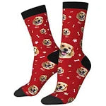 Chaussettes Personnalisées avec Nom et Portrait de l'Animal Cadeau Anniversaire Noël pour Amoureux Propriétaires des Chiens