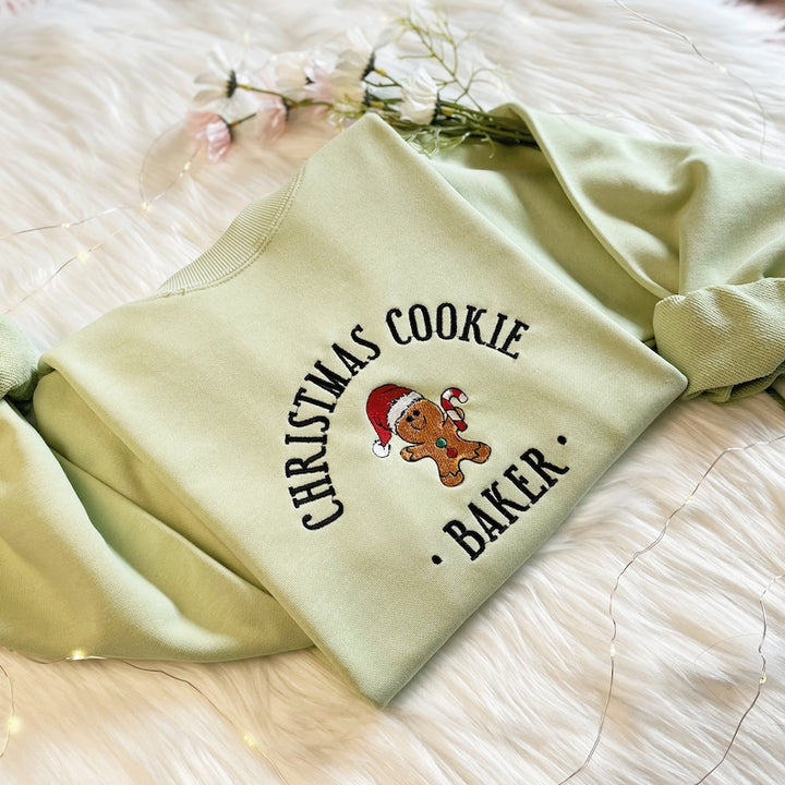 Sweat-shirt en pain d’épice de Noël brodé Cookie Baker