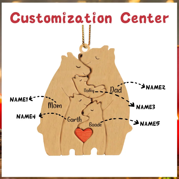 Ornements de Noël en Bois d'Ours avec 2-6 Prénoms Personnalisés pour Famille