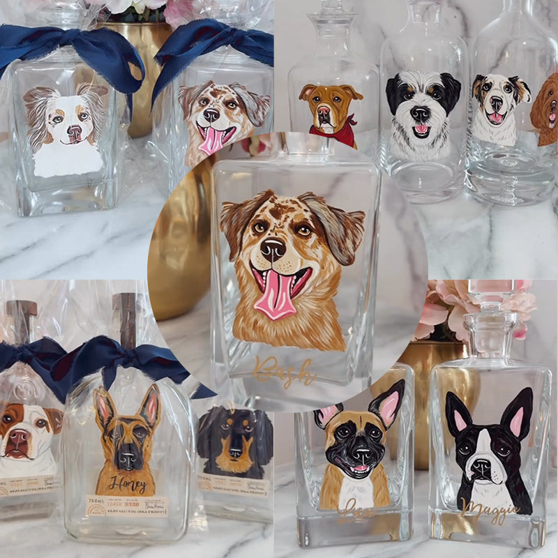 Bouteilles de whisky personnalisées avec portraits d'animaux