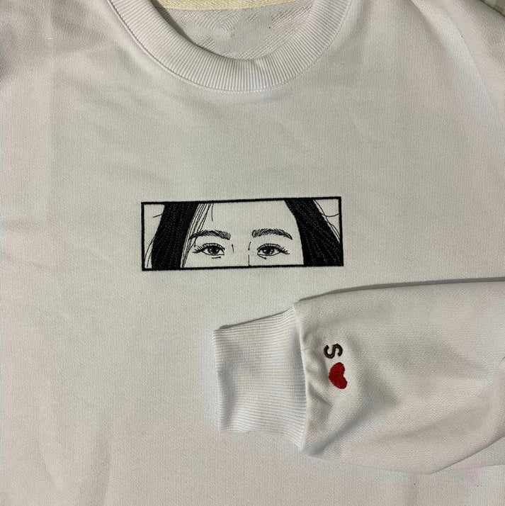 Sweat-shirt brodé personnalisé avec photo de couple - Cadeau de Saint-Valentin