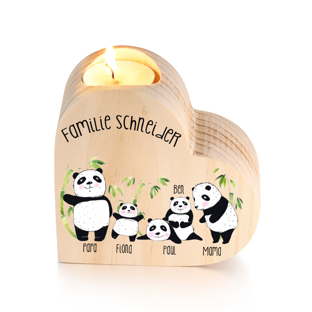 Bougeoirs en Bois Panda sans bougie Prénoms Personnalisé avec textes