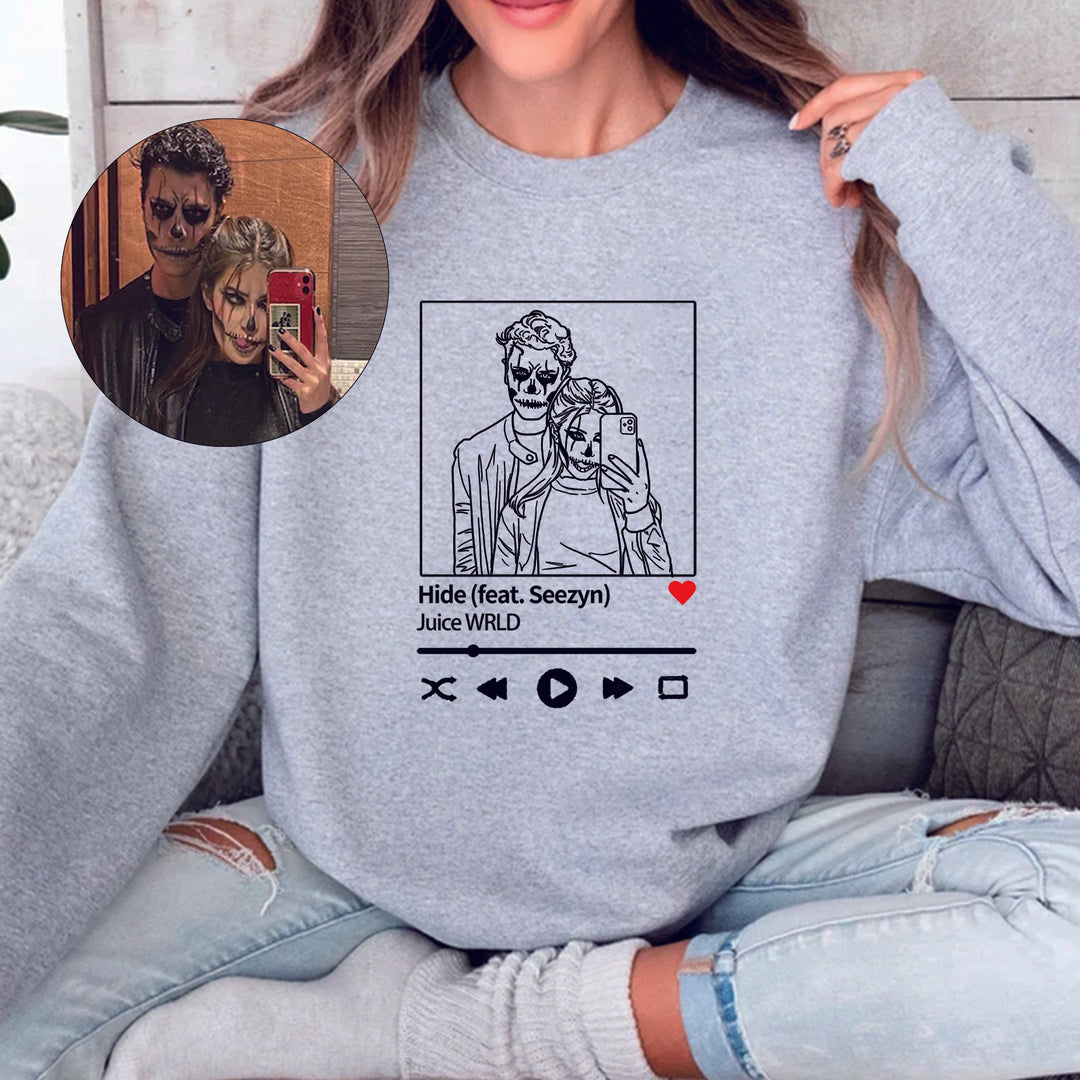 Sweat-shirt personnalisé imprimé avec portrait de couple de style anime