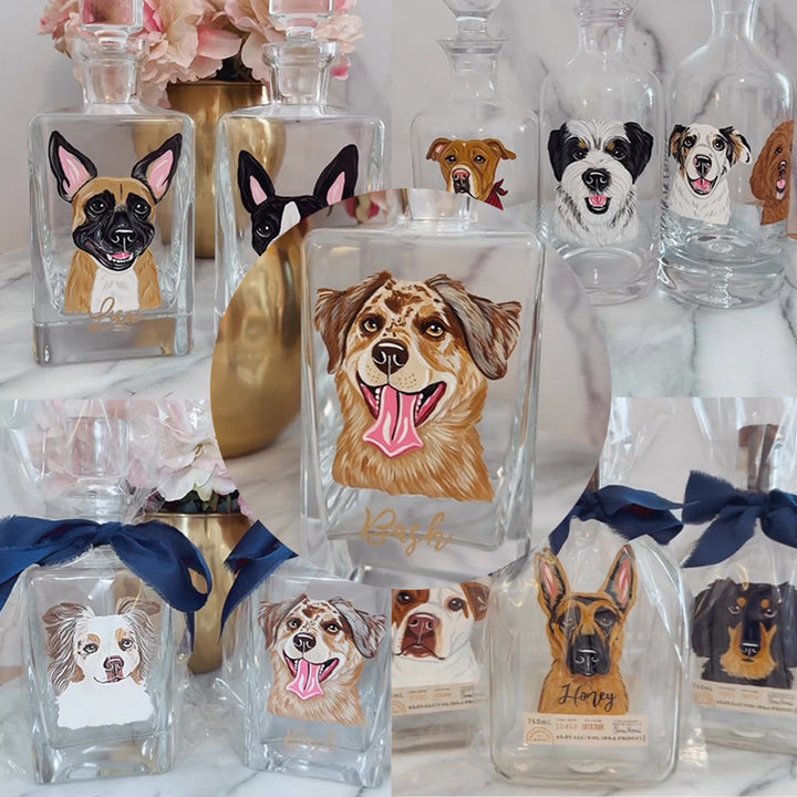 Bouteilles de whisky personnalisées avec portraits d'animaux