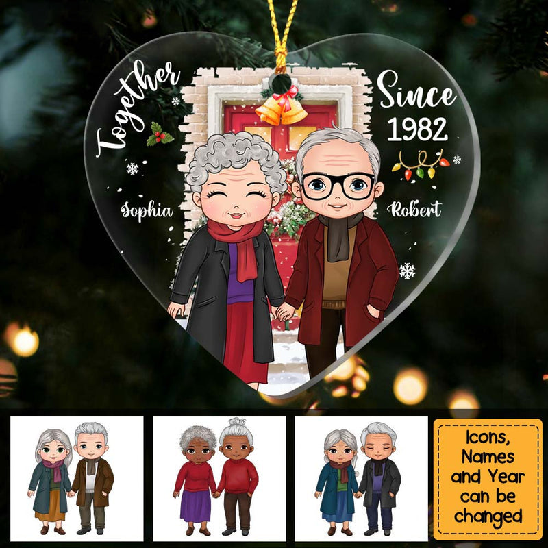 Cadeau de Noël personnalisé  avec 2 prénoms pour un vieux couple