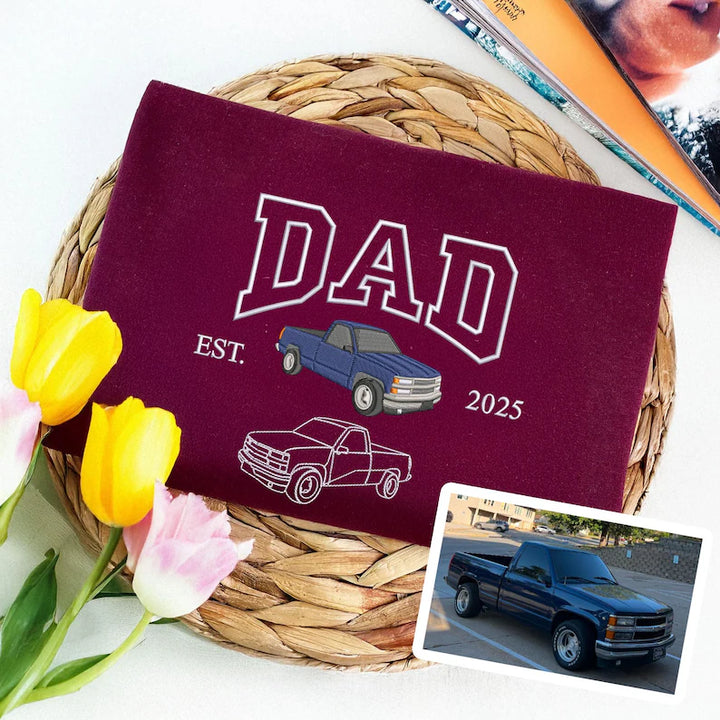Sweat à capuche brodé personnalisé avec photo de voiture, cadeau personnalisé pour lui, cadeau pour la fête des pères