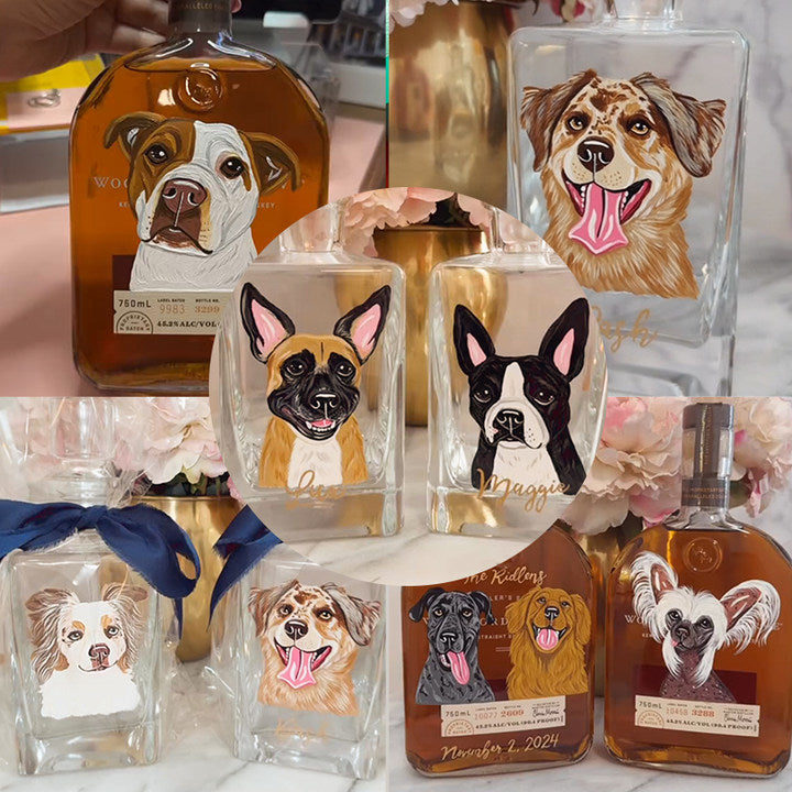 Bouteilles de whisky personnalisées avec portraits d'animaux