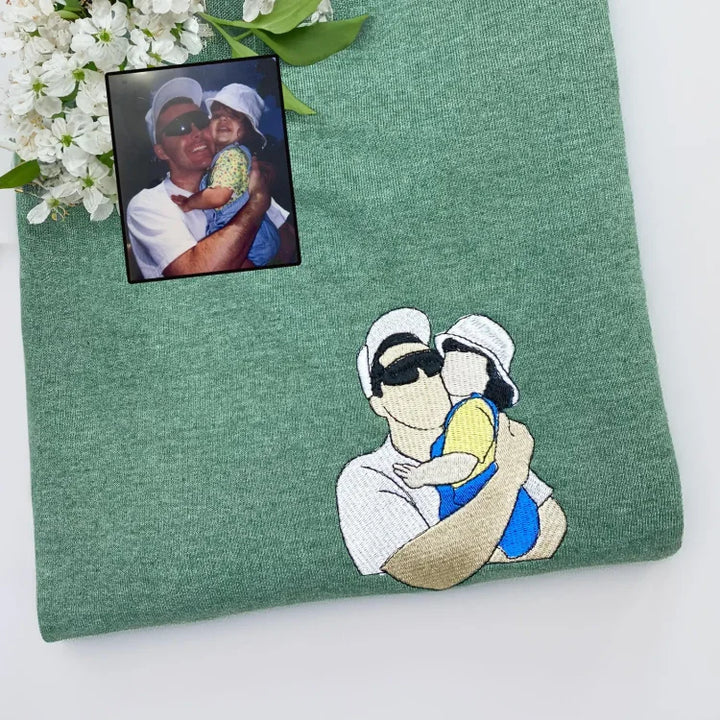 Sweat-shirt personnalisé avec portrait photo brodé pour papa