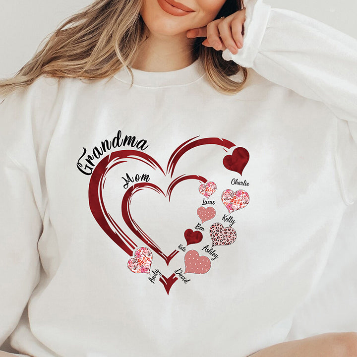 Sweat-shirt personnalisé Grandma Heart Sweatshirt/Hoodie/T-Shirt