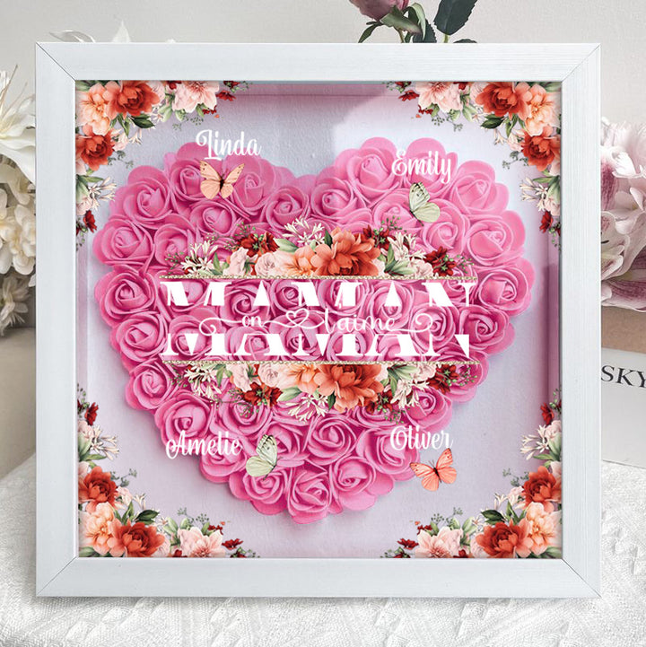 Boîte à fleurs papillon personnalisée avec le nom de la mère et de l'enfant