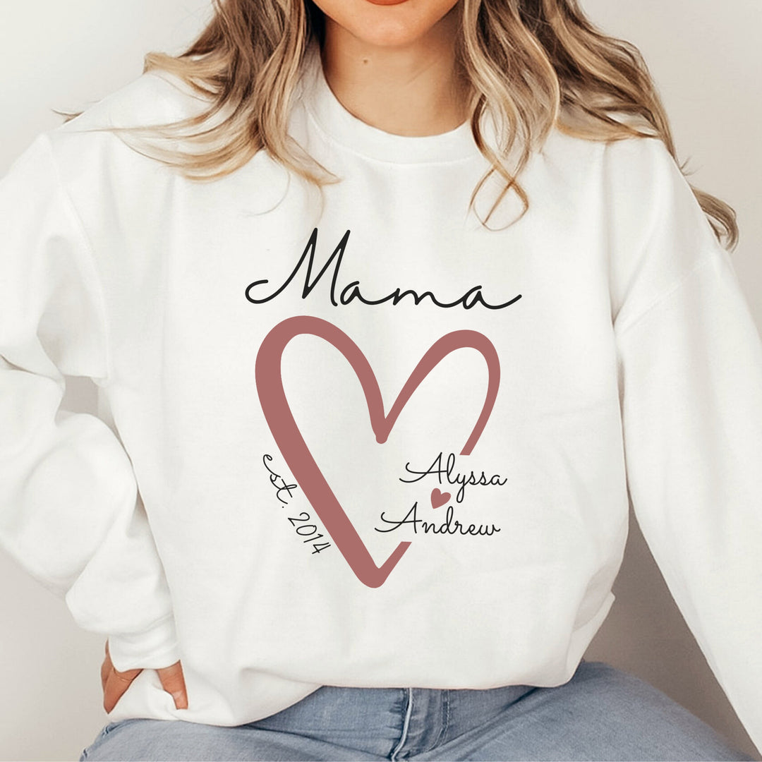 Sweat-shirt Personnalisé avec noms d'enfants - Cadeau unique pour la Fête des Mères