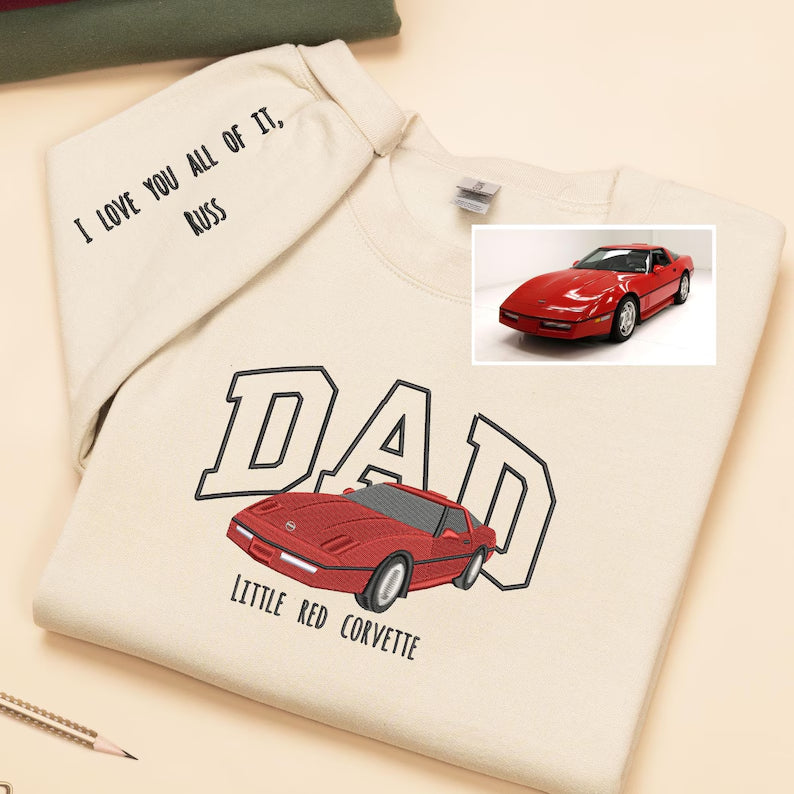 Sweat à capuche brodé personnalisé avec photo de voiture, cadeau personnalisé pour lui, cadeau pour la fête des pères