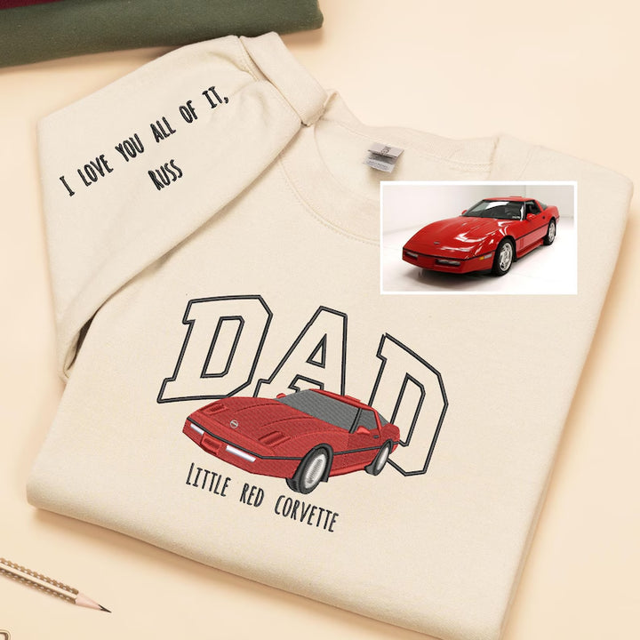 Sweat à capuche brodé personnalisé avec photo de voiture, cadeau personnalisé pour lui, cadeau pour la fête des pères