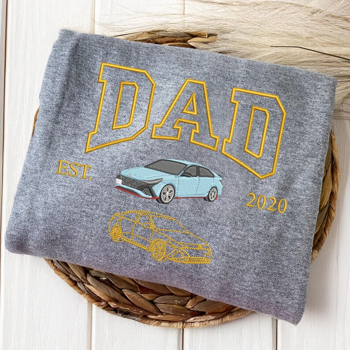 Sweat à capuche brodé personnalisé avec photo de voiture, cadeau personnalisé pour lui, cadeau pour la fête des pères