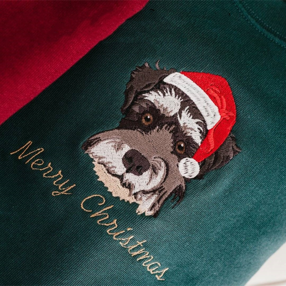 Christmas Custom Embroidered Sweatshirt With Pet Portrait