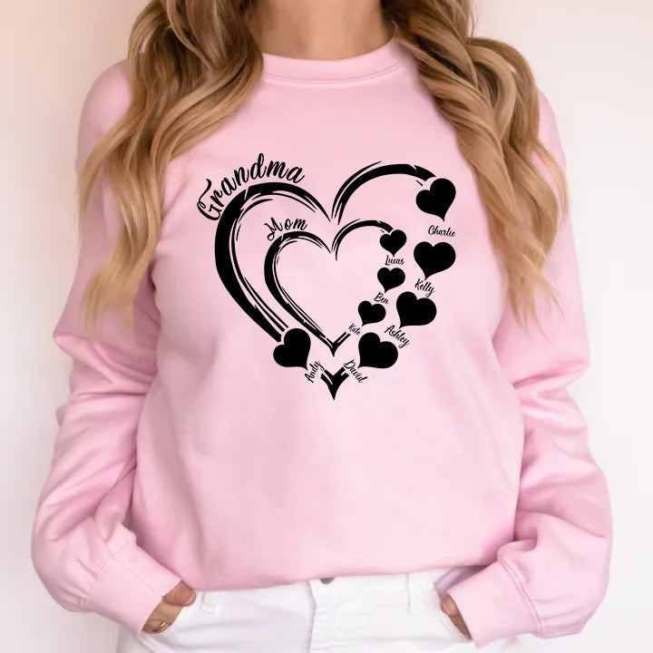 Sweat-shirt personnalisé Grandma Heart Sweatshirt/Hoodie/T-Shirt