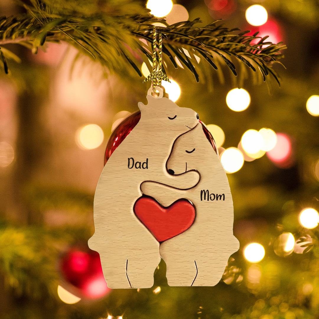 Ornements de Noël en Bois d'Ours avec 2-6 Prénoms Personnalisés pour Famille