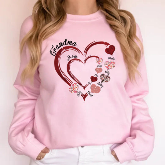 Sweat-shirt personnalisé Grandma Heart Sweatshirt/Hoodie/T-Shirt