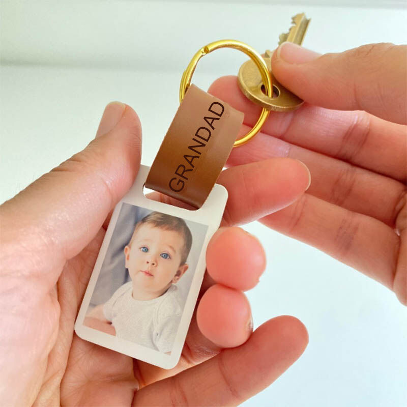 Porte-clés en cuir personnalisé pour papa mini photo