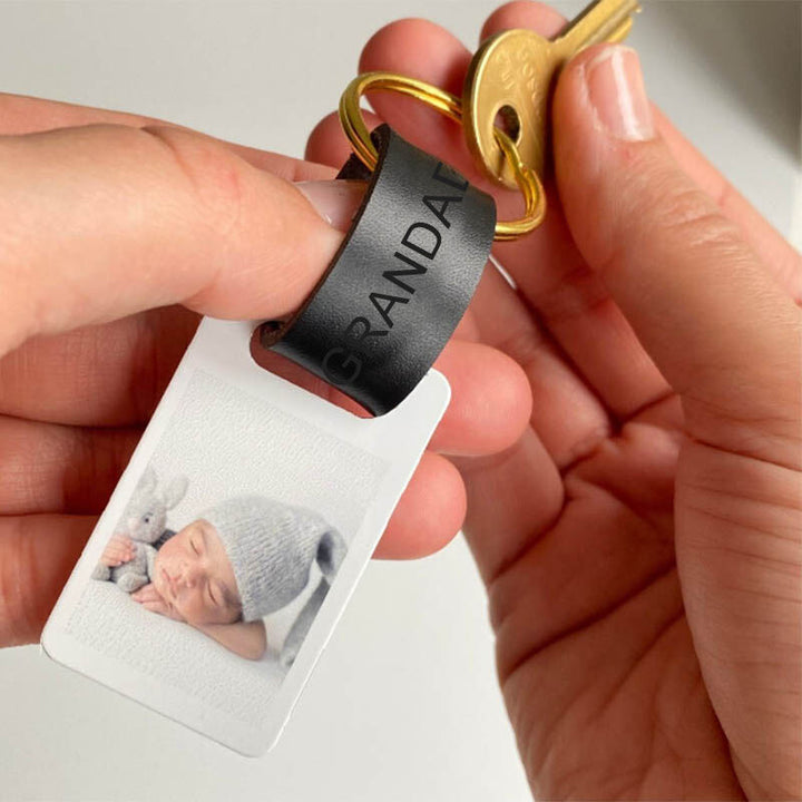 Porte-clés en cuir personnalisé pour papa mini photo