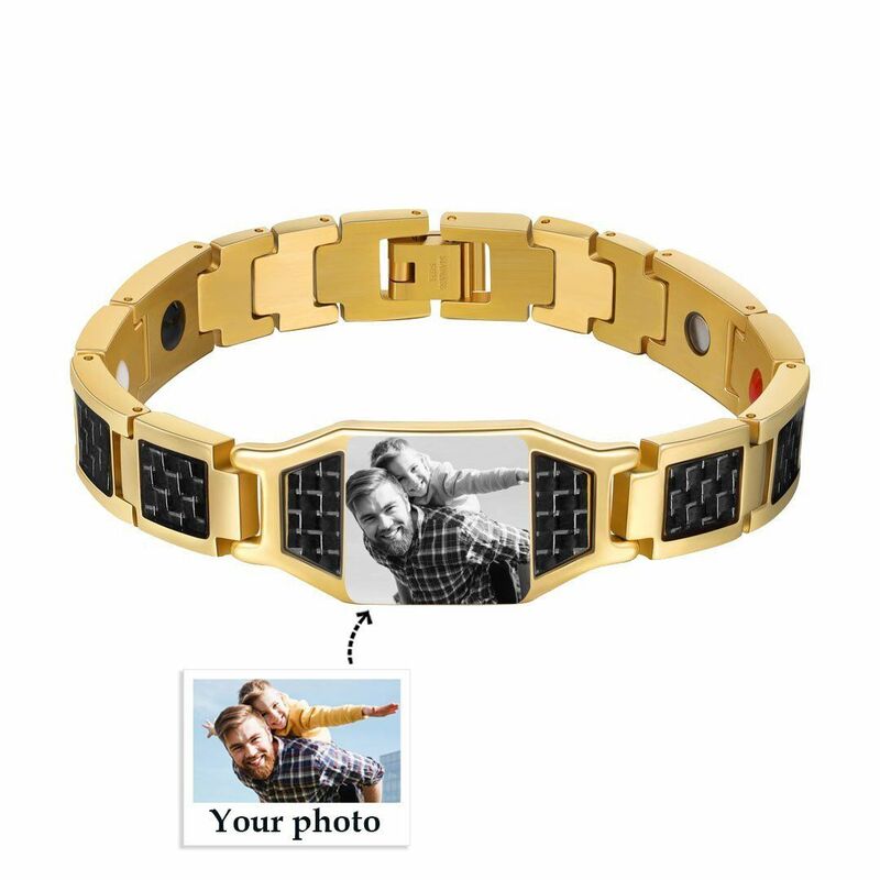 Bracelet homme en cuir personnalisé avec photo personnelle.