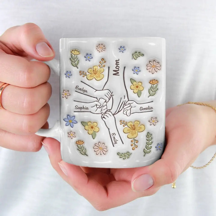 Coeur Familial: Tasse Personnalisée 3D - Maman, Mamie - Cadeau Précieux