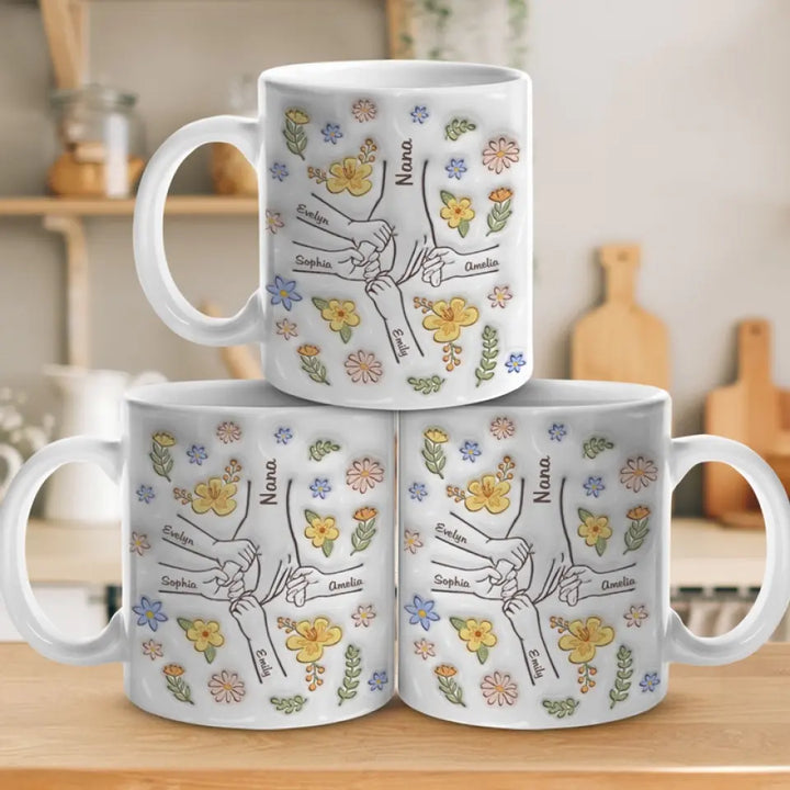 Coeur Familial: Tasse Personnalisée 3D - Maman, Mamie - Cadeau Précieux