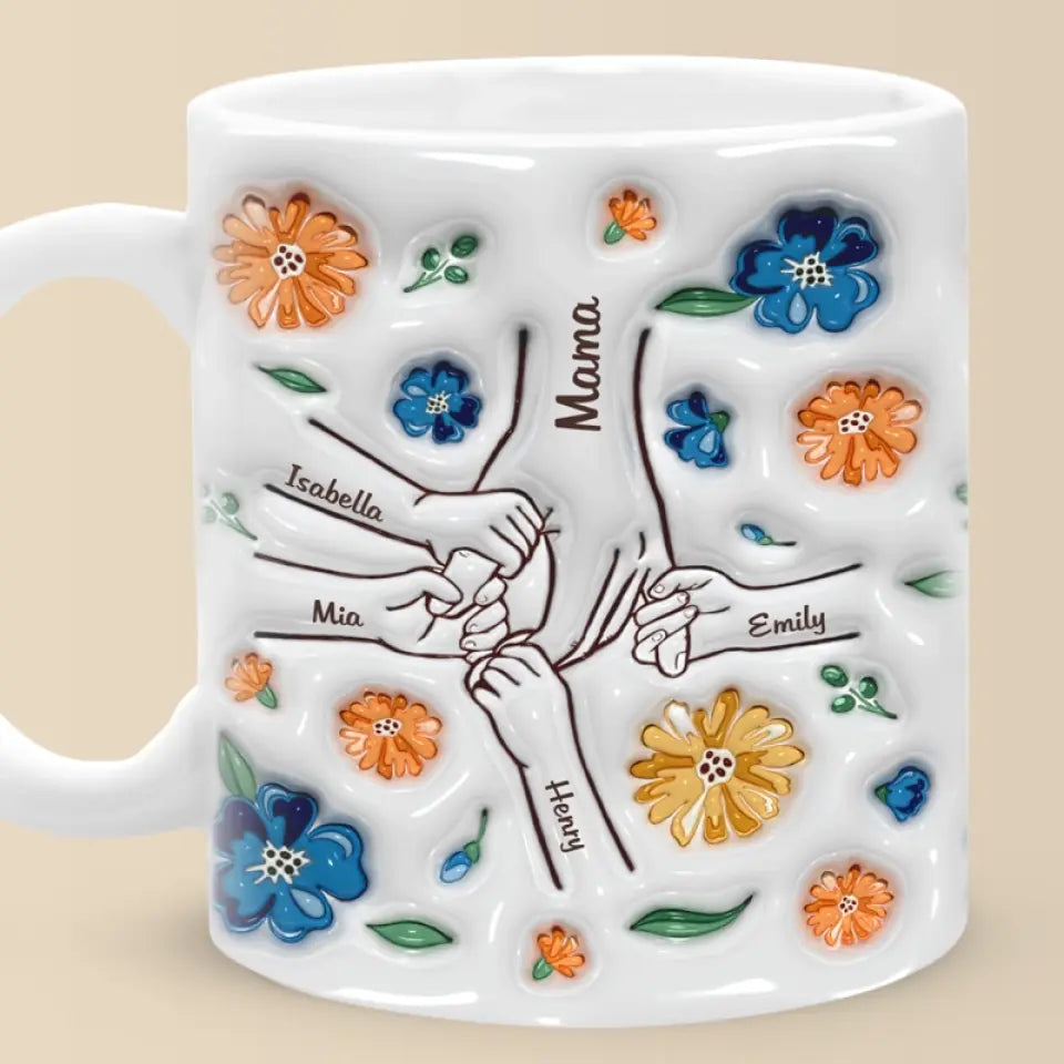 Bonheur Familial: Mug 3D Personnalisé - Mère, Grand-mère - Cadeau Doux