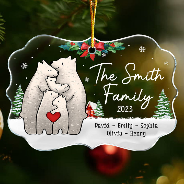 Cadeau personnalisé avec 2-6 prénoms de la famille ours Noël Ornements