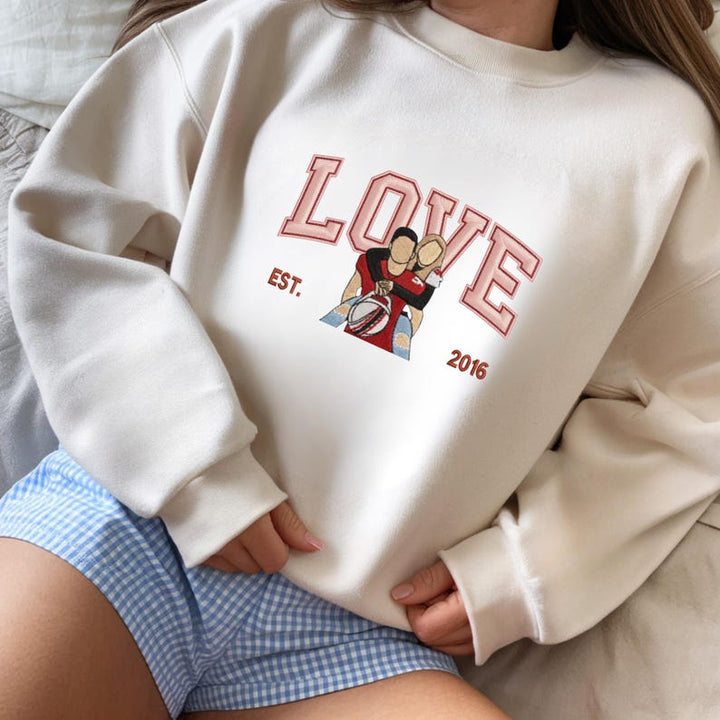 Sweat-shirt personnalisé avec portrait brodé photo LOVE