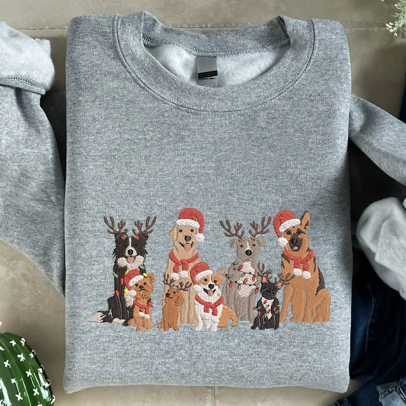 Sweat-shirt en peluche d’hiver famille de chiens amusants