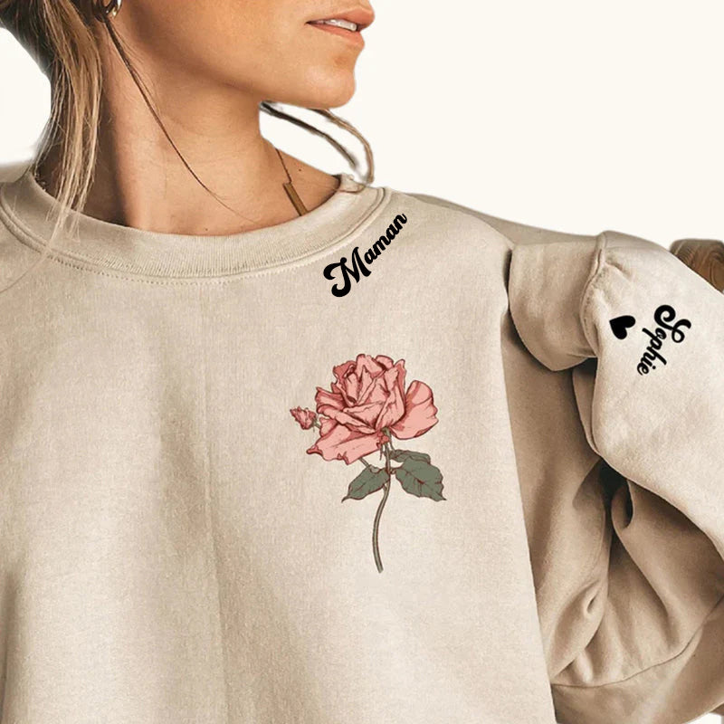 Sweat-shirt Personnalisé avec différentes fleurs cadeaux pour maman.