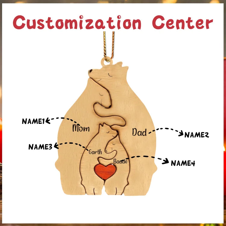 Ornements de Noël en Bois d'Ours avec 2-6 Prénoms Personnalisés pour Famille