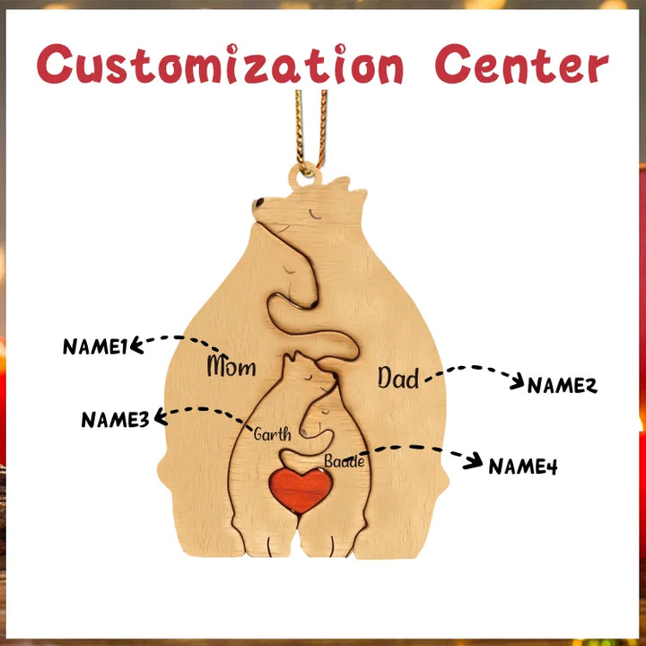 Ornements de Noël en Bois d'Ours avec 2-6 Prénoms Personnalisés pour Famille