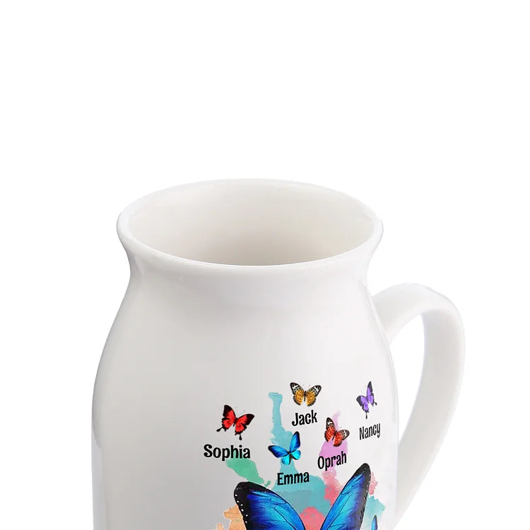 Vase à Fleurs Papillons 2-8 Prénoms Personnalisés