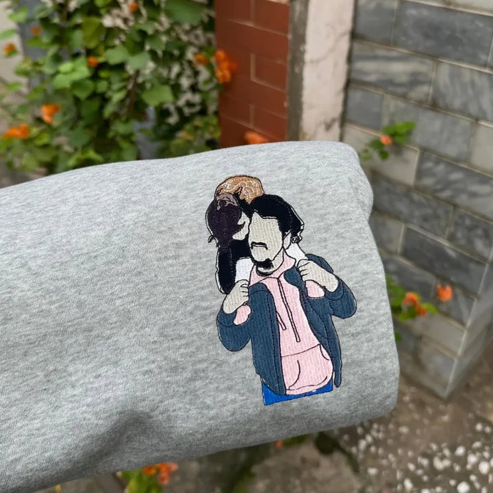 Sweat-shirt personnalisé avec portrait photo brodé pour papa