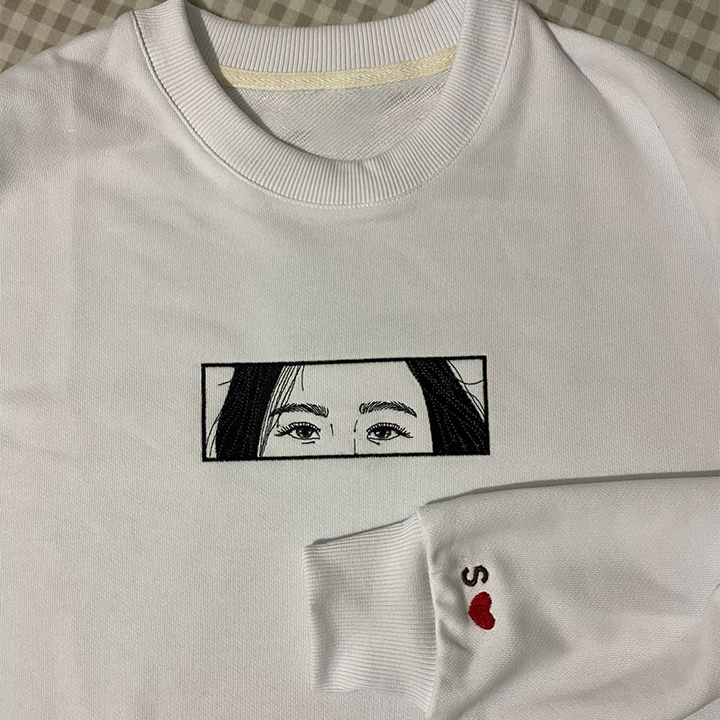 Sweat-shirt brodé personnalisé avec photo de couple - Cadeau de Saint-Valentin
