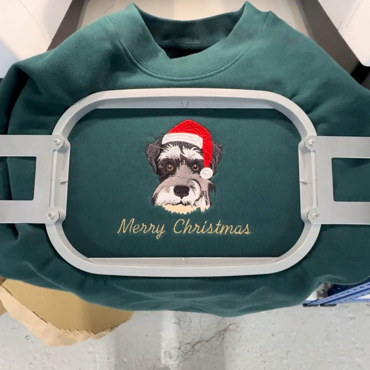 Christmas Custom Embroidered Sweatshirt With Pet Portrait