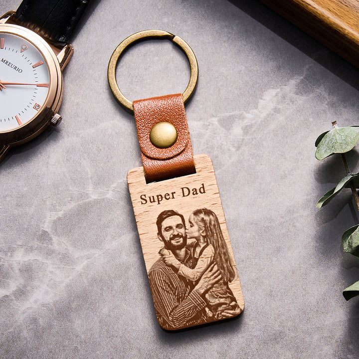 Porte-clés en bois avec photo personnalisée