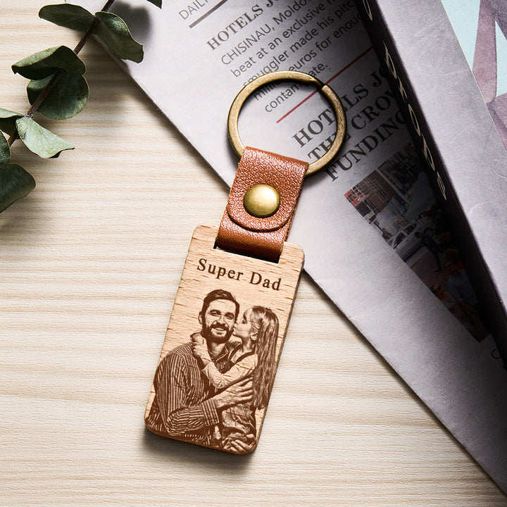 Porte-clés en bois avec photo personnalisée