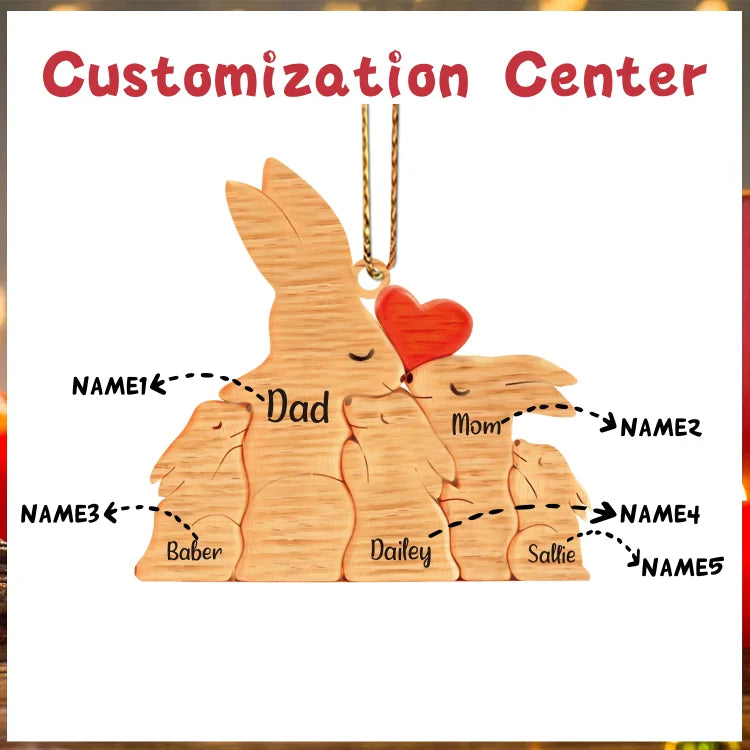 Ornements de Lapin avec 3-6 Prénoms Personnalisés pour Famille