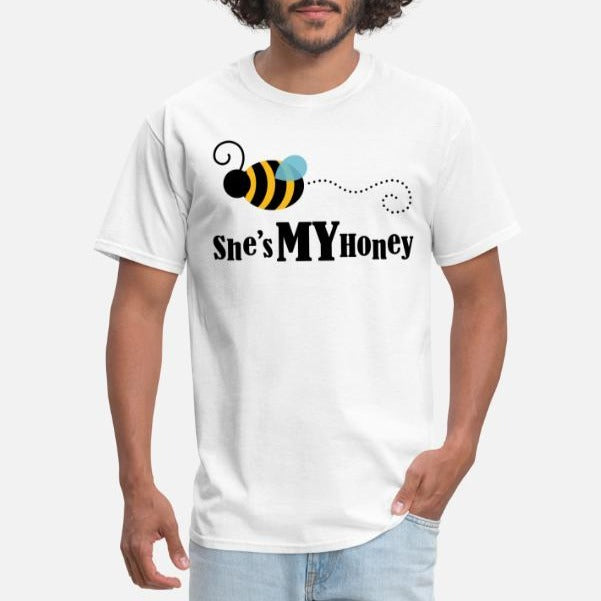 She's My Honey-T-shirts pour couples avec texte personnalisé