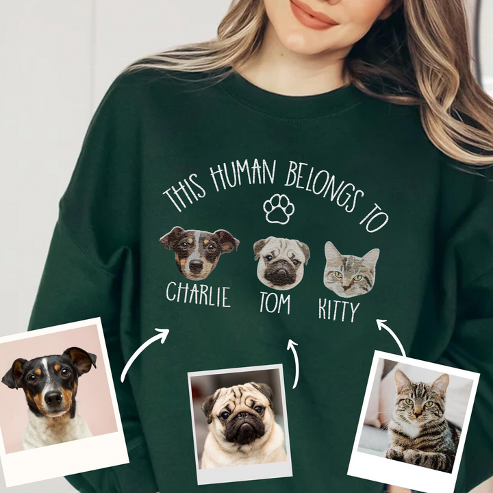 This Human Belongs to Dog brodé Animal Portrait