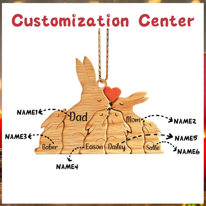 Ornements de Lapin avec 3-6 Prénoms Personnalisés pour Famille