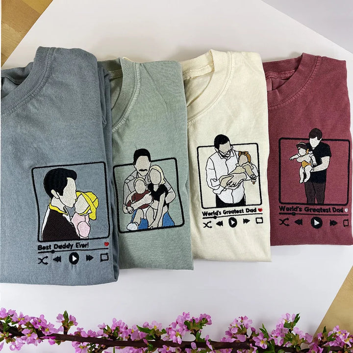 Sweat-shirt personnalisé avec portrait photo brodé pour papa