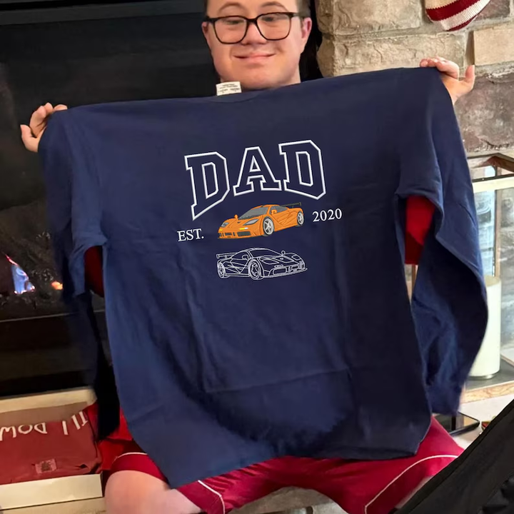 Sweat à capuche brodé personnalisé avec photo de voiture, cadeau personnalisé pour lui, cadeau pour la fête des pères