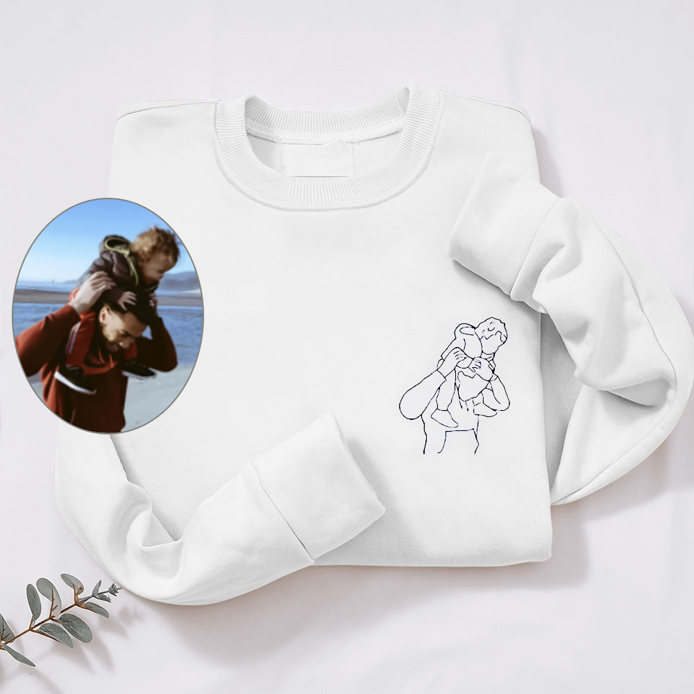 Hoodie Personnalisé avec Portrait en Contour pour Père